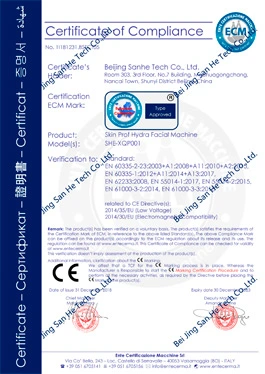 skin prof hydra facial machine certificate of compliance